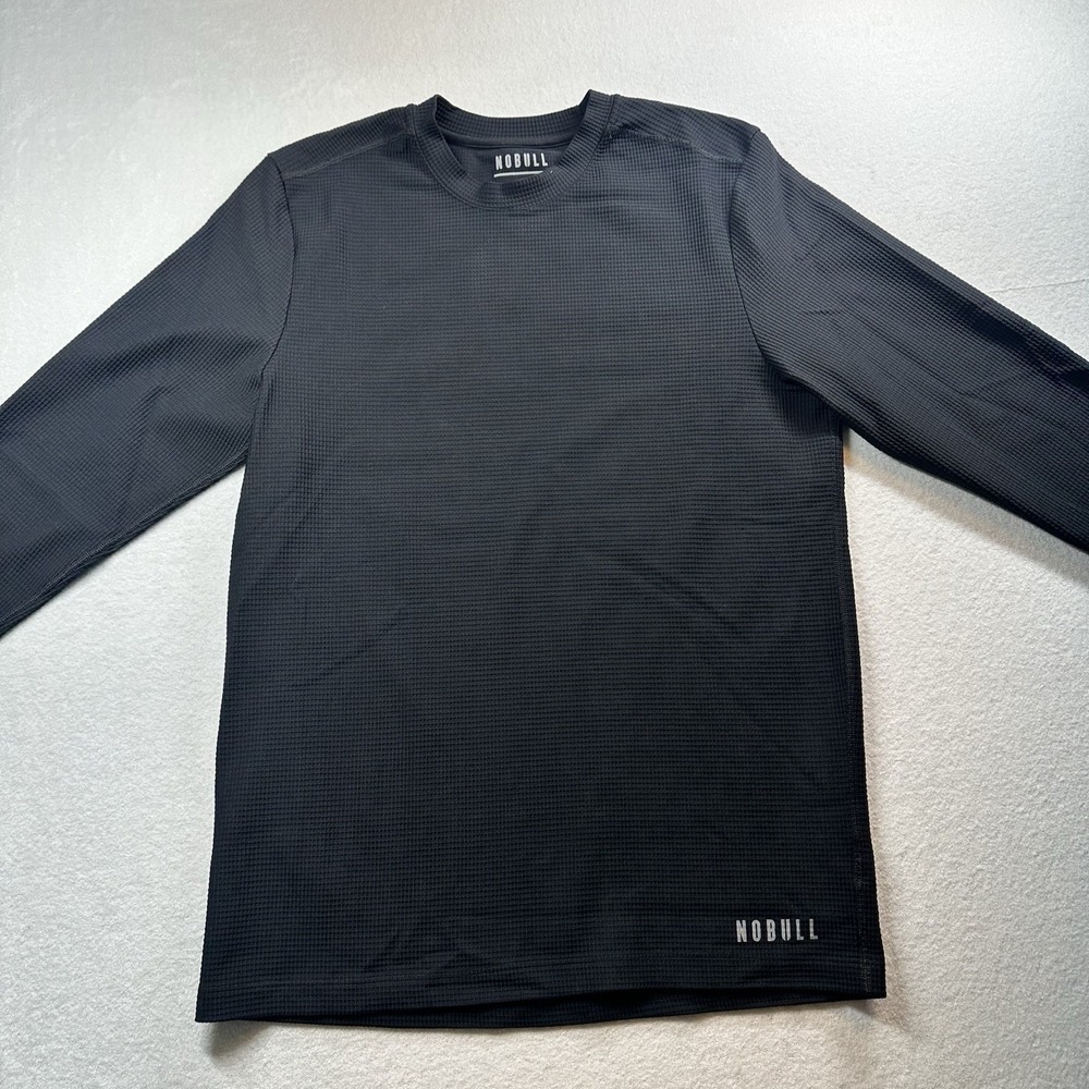 NOBULL Waffle Knit Thermal Shirt Men L Black Long Sleeve Athletic Gym